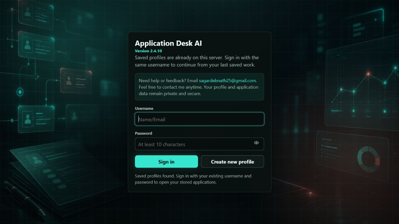 Application Desk AI product interface preview